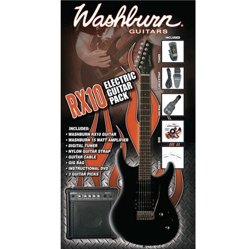 Washburn (RX10) ギター Kit Guitarra Washburn RX10 Pack com Amplificador 15W 220V e